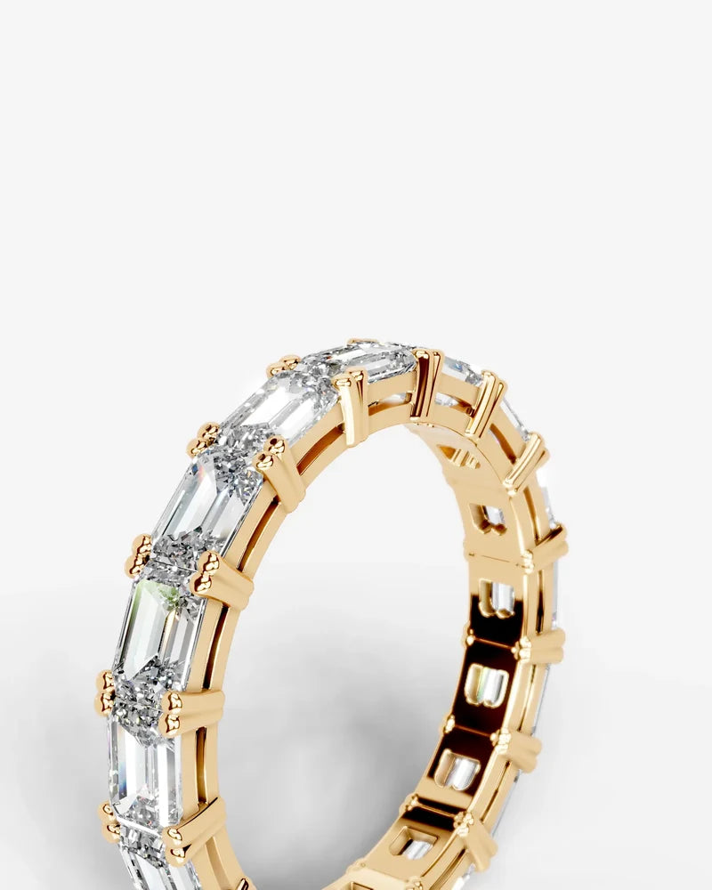 Lab Grown Diamond Emerald Cut East-West Shared Prong Eternity Wedding Band Ring