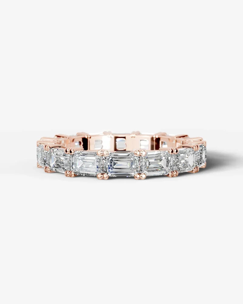 Lab Grown Diamond Emerald Cut East-West Shared Prong Eternity Wedding Band Ring