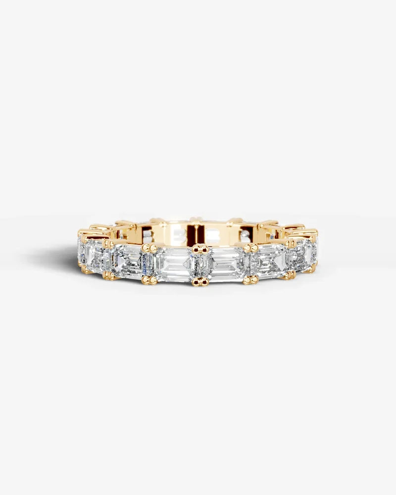 Lab Grown Diamond Emerald Cut East-West Shared Prong Eternity Wedding Band Ring