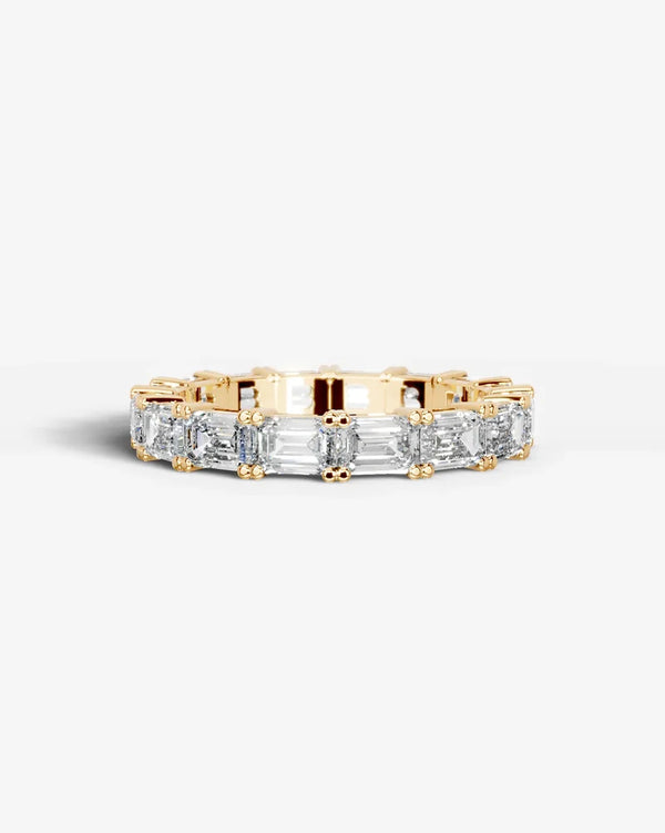Lab Grown Diamond Emerald Cut East-West Shared Prong Eternity Wedding Band Ring