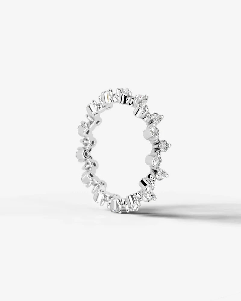 Lab Grown Diamond Round Cut Zig-Zag Crown Eternity Wedding Band Ring