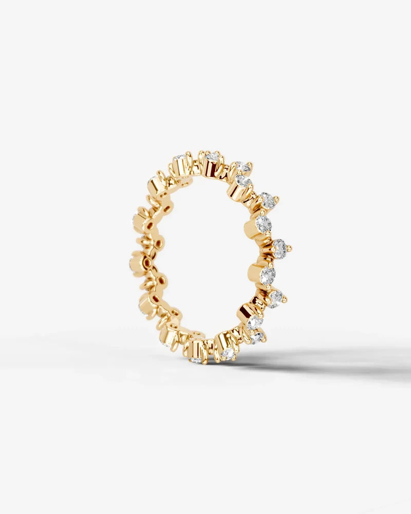 Lab Grown Diamond Round Cut Zig-Zag Crown Eternity Wedding Band Ring