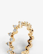 Lab Grown Diamond Round Cut Zig-Zag Crown Eternity Wedding Band Ring