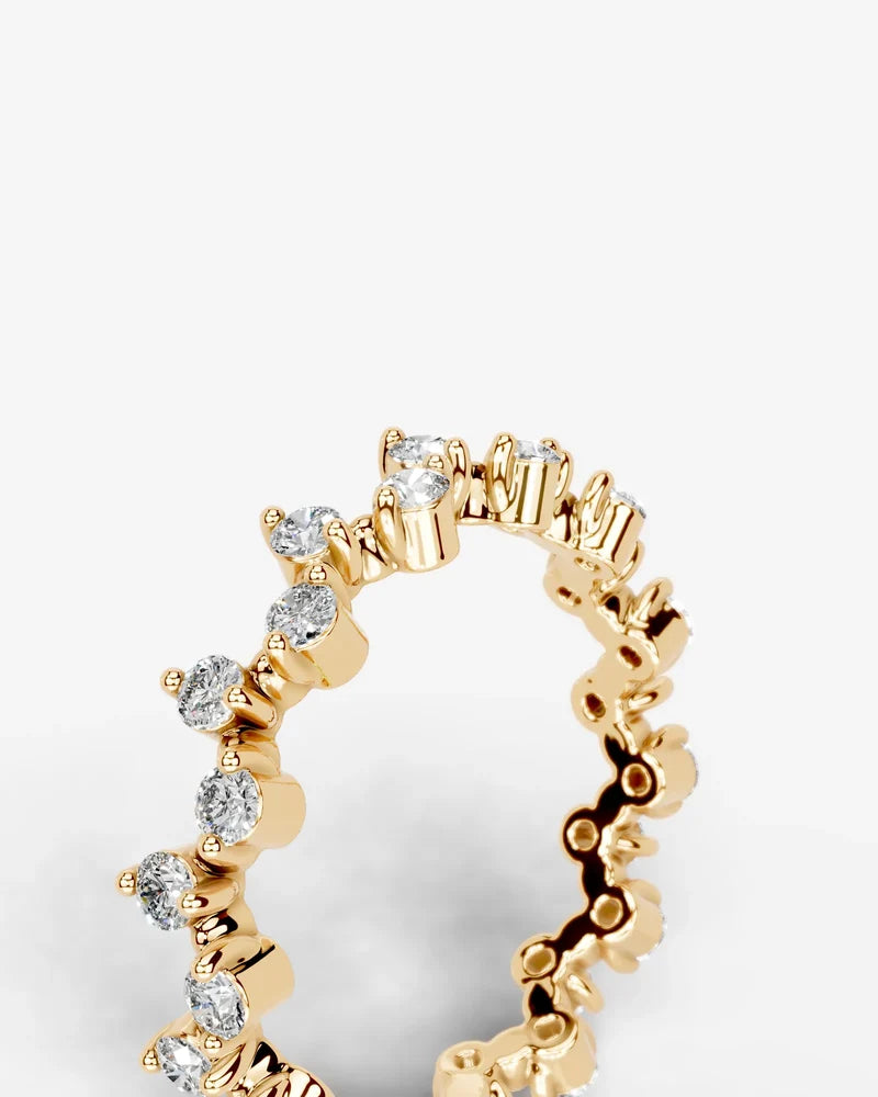 Lab Grown Diamond Round Cut Zig-Zag Crown Eternity Wedding Band Ring