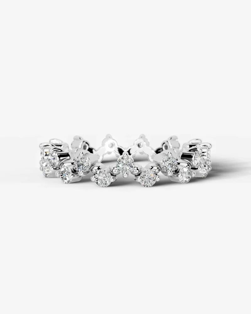 Lab Grown Diamond Round Cut Zig-Zag Crown Eternity Wedding Band Ring