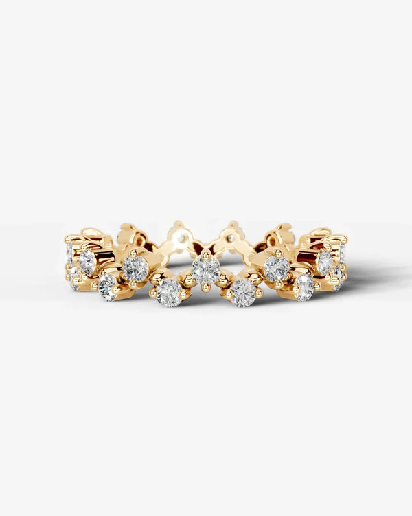 Lab Grown Diamond Round Cut Zig-Zag Crown Eternity Wedding Band Ring