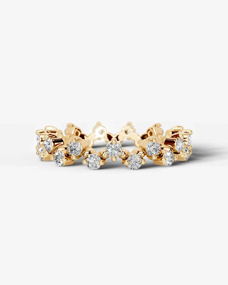Lab Grown Diamond Round Cut Zig-Zag Crown Eternity Wedding Band Ring