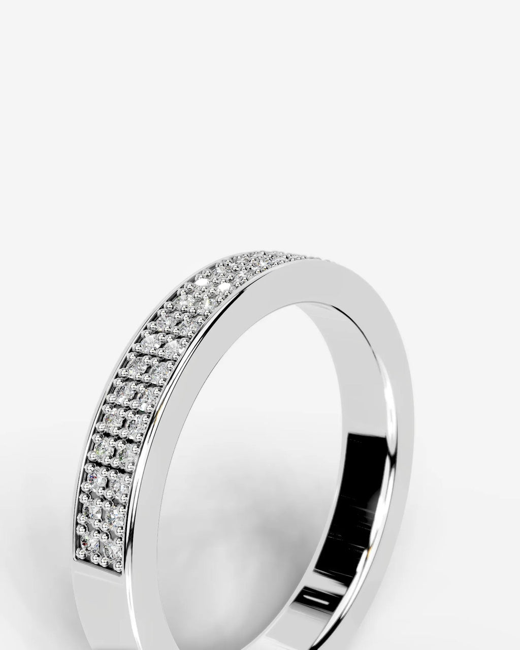 Lab Grown Diamond Classic Double Row Round Cut Prong Set Ring