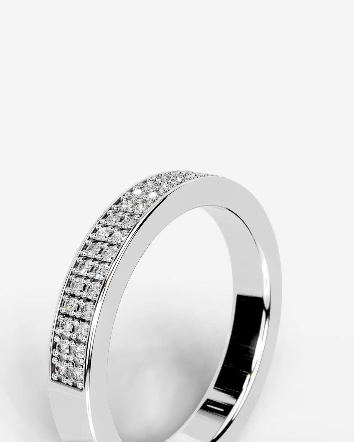 Lab Grown Diamond Classic Double Row Round Cut Prong Set Ring