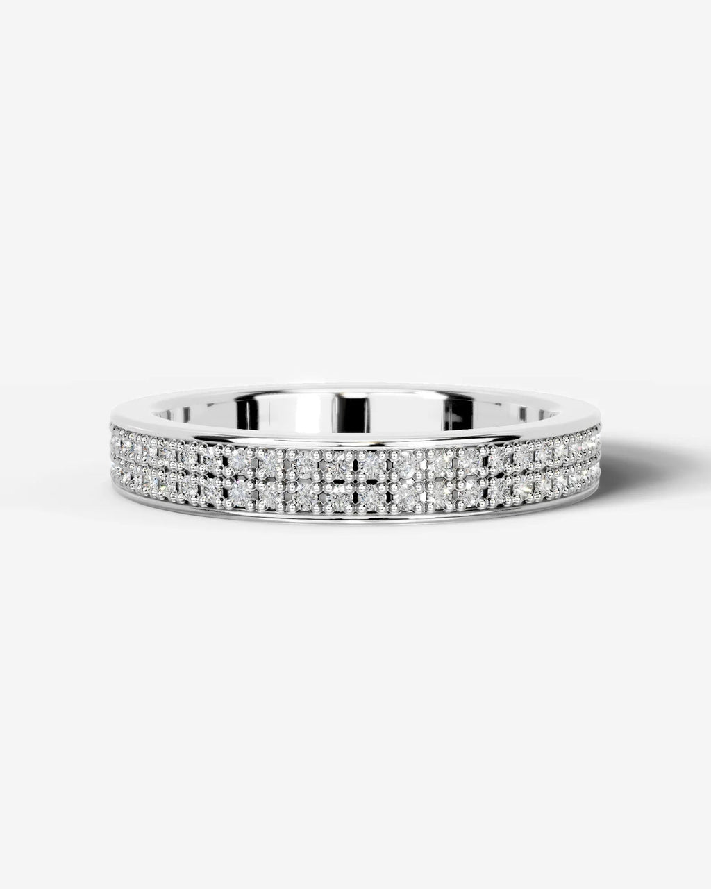 Lab Grown Diamond Classic Double Row Round Cut Prong Set Ring