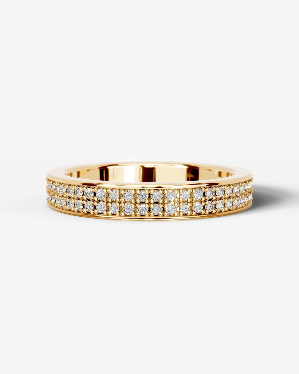 Lab Grown Diamond Classic Double Row Round Cut Prong Set Ring