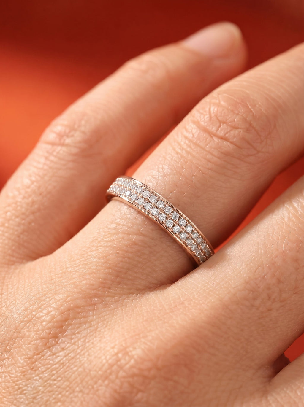 Lab Grown Diamond Classic Double Row Round Cut Prong Set Ring