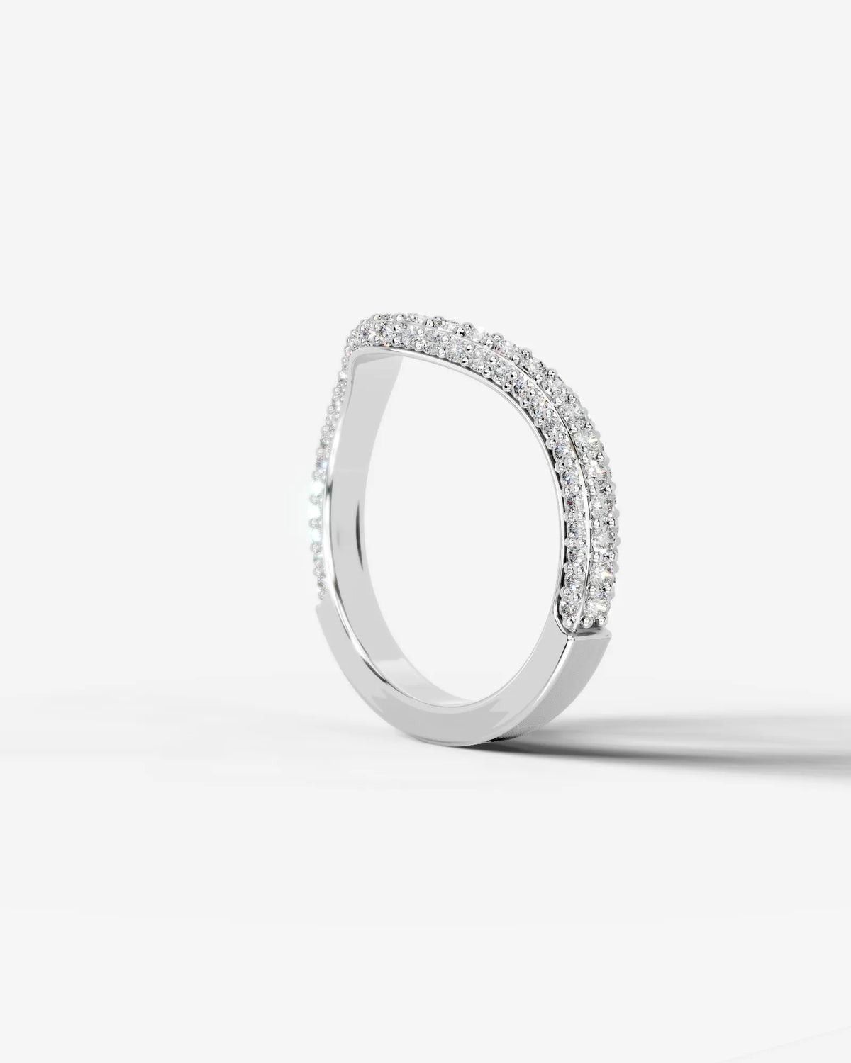 Lab Grown Diamond Curved V-Shaped Double Row Band Ring