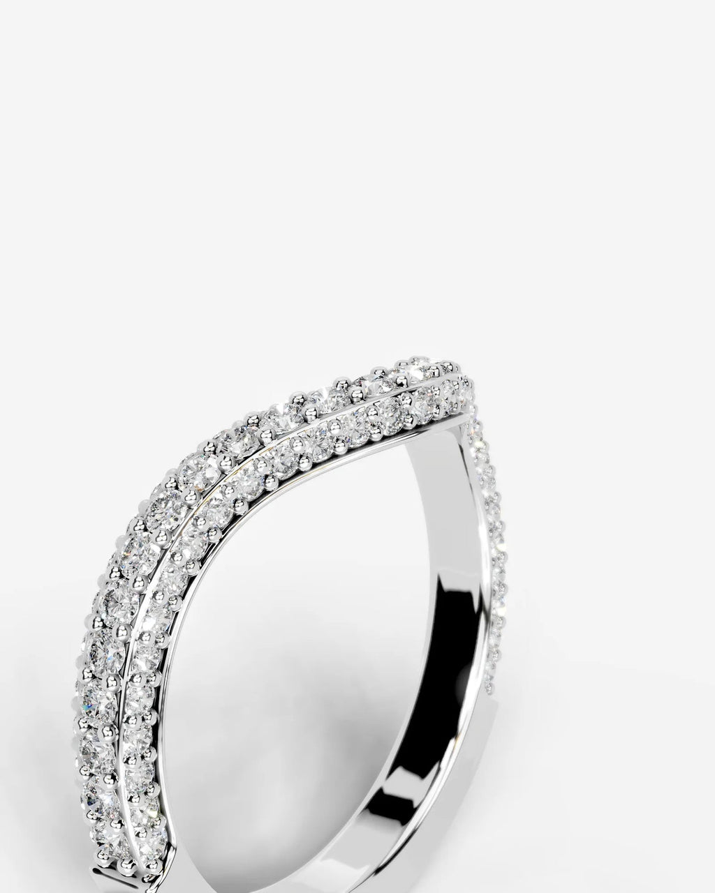 Lab Grown Diamond Curved V-Shaped Double Row Band Ring