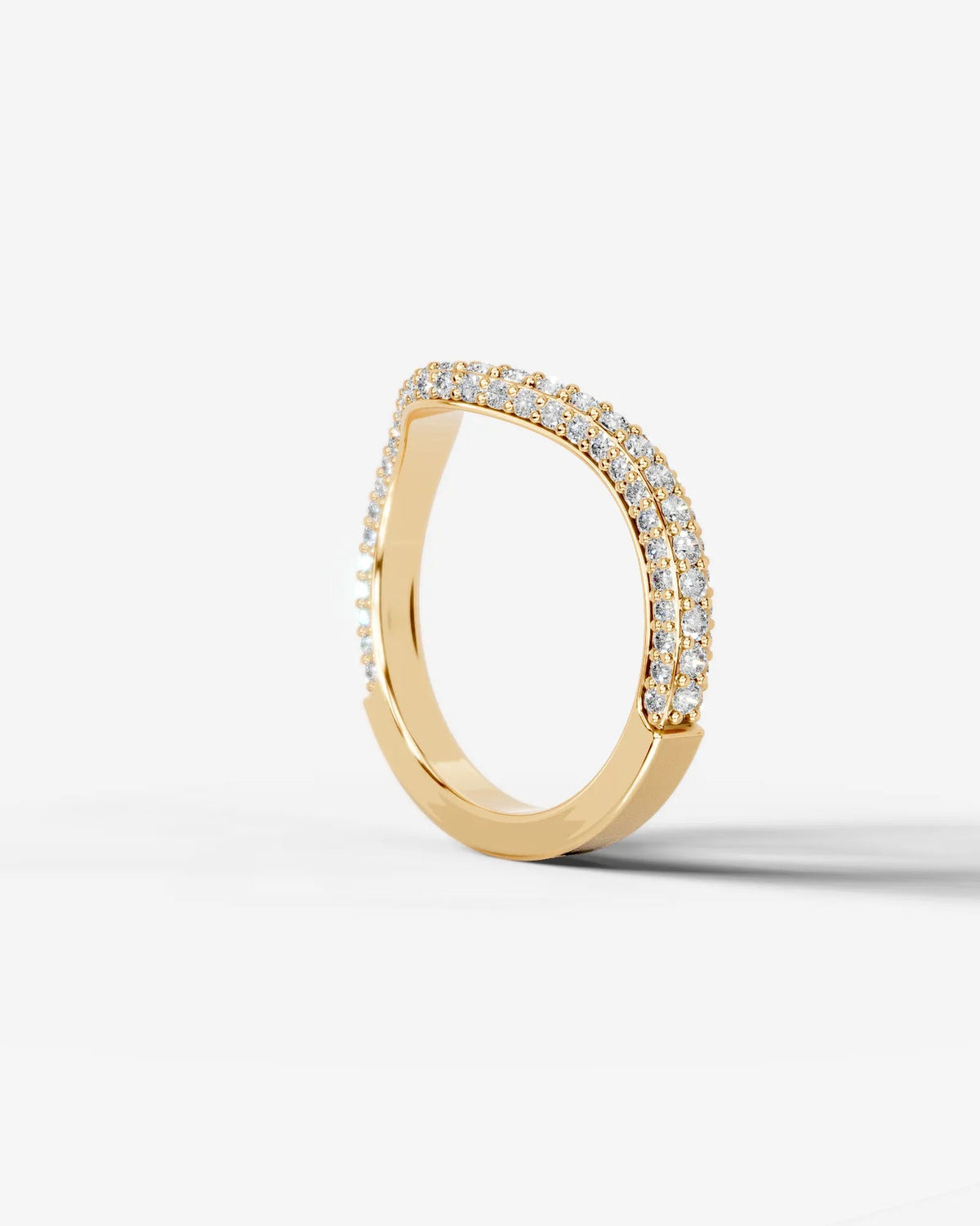 Lab Grown Diamond Curved V-Shaped Double Row Band Ring