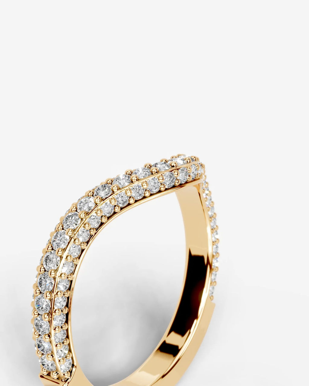 Lab Grown Diamond Curved V-Shaped Double Row Band Ring