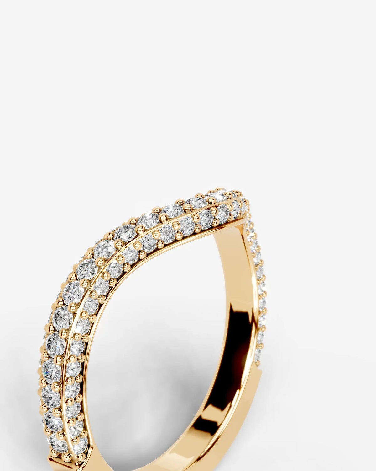 Lab Grown Diamond Curved V-Shaped Double Row Band Ring