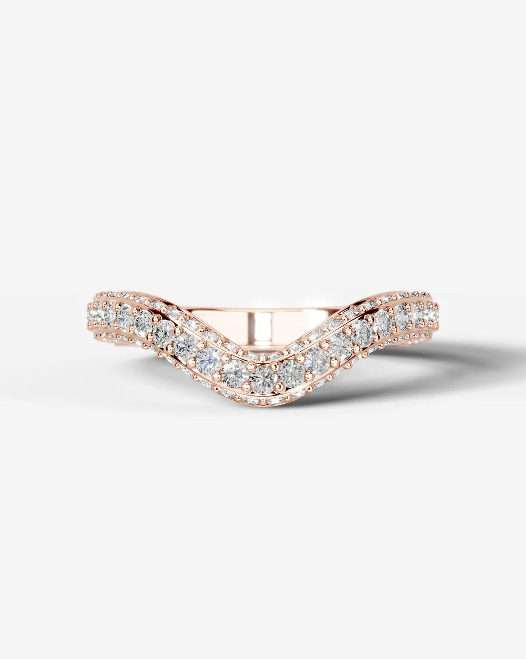 Lab Grown Diamond Curved V-Shaped Double Row Band Ring