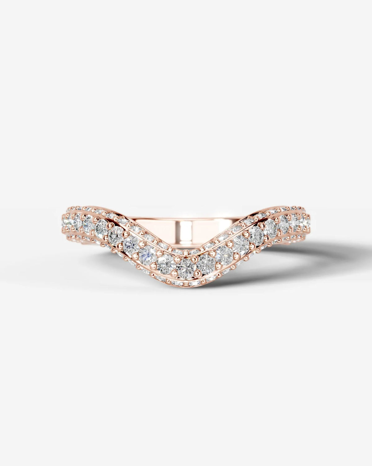Lab Grown Diamond Curved V-Shaped Double Row Band Ring