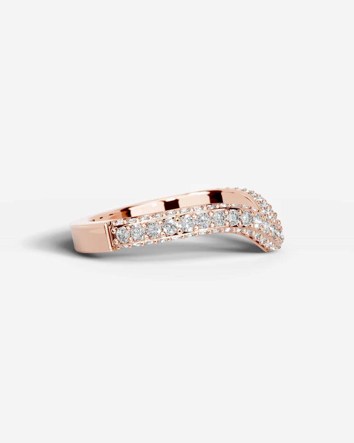Lab Grown Diamond Curved V-Shaped Double Row Band Ring