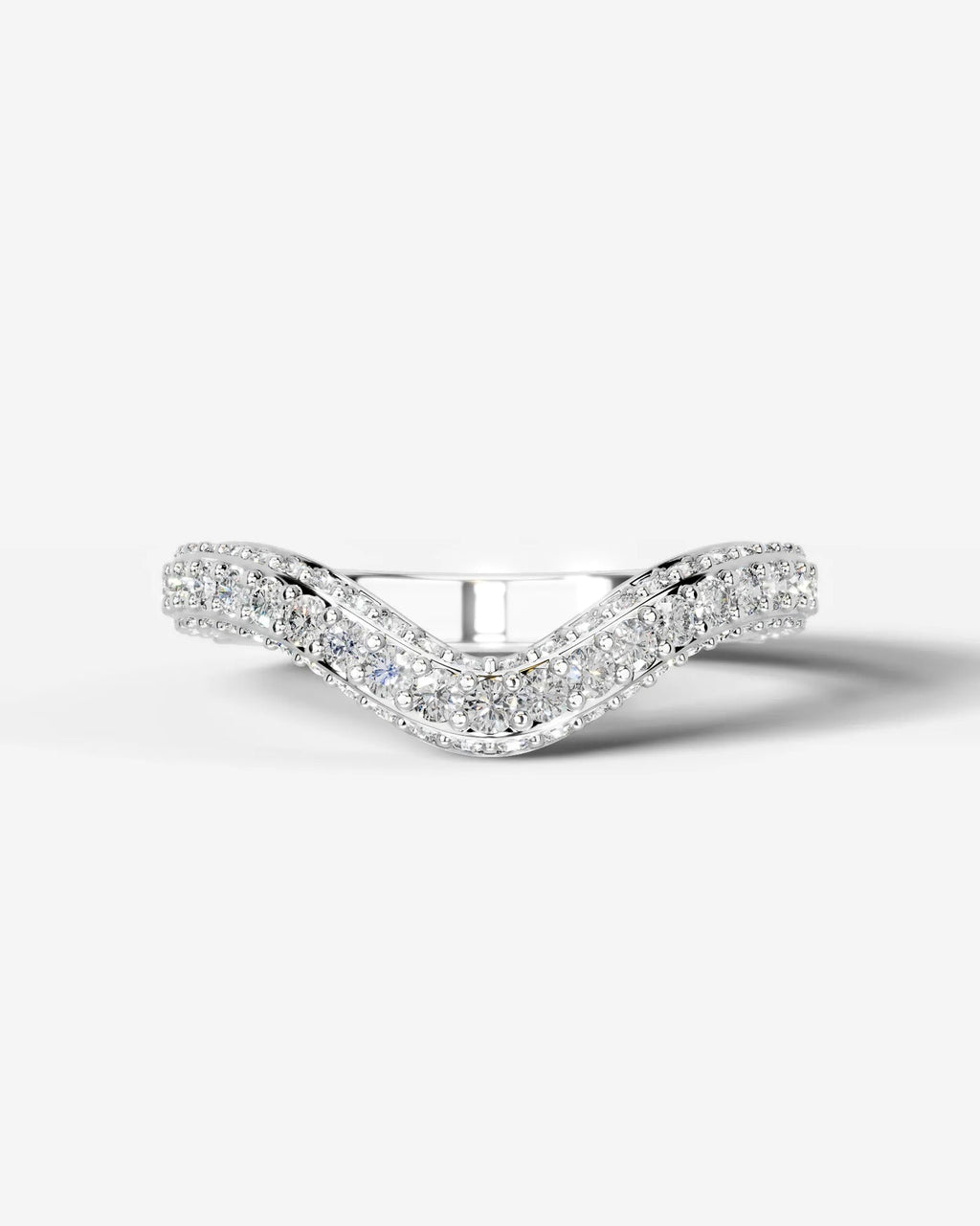 Lab Grown Diamond Curved V-Shaped Double Row Band Ring