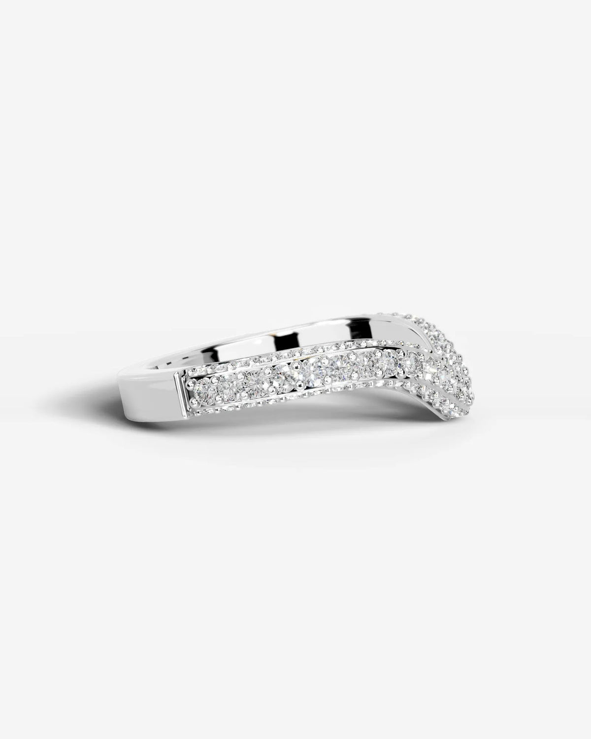 Lab Grown Diamond Curved V-Shaped Double Row Band Ring