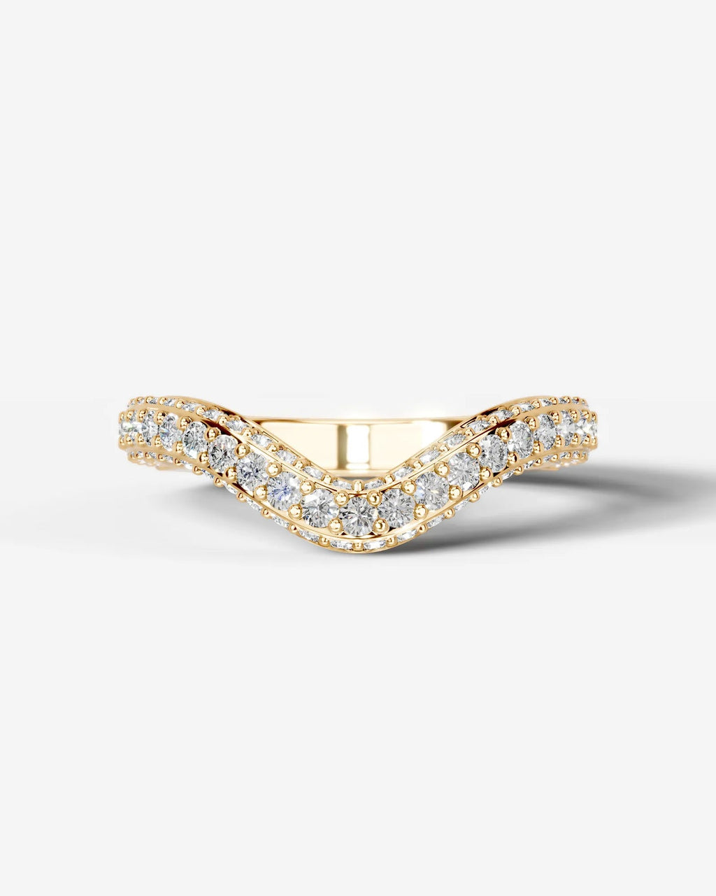 Lab Grown Diamond Curved V-Shaped Double Row Band Ring