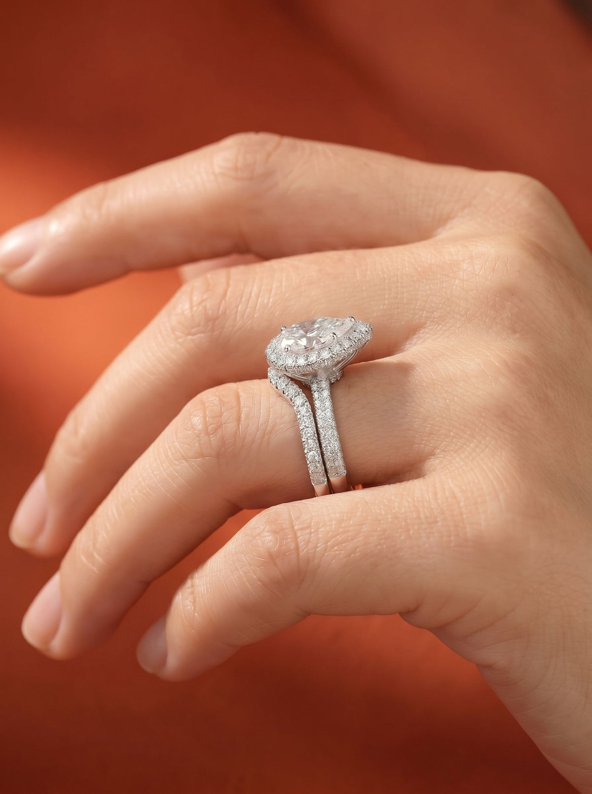 Lab Grown Diamond Curved V-Shaped Double Row Band Ring