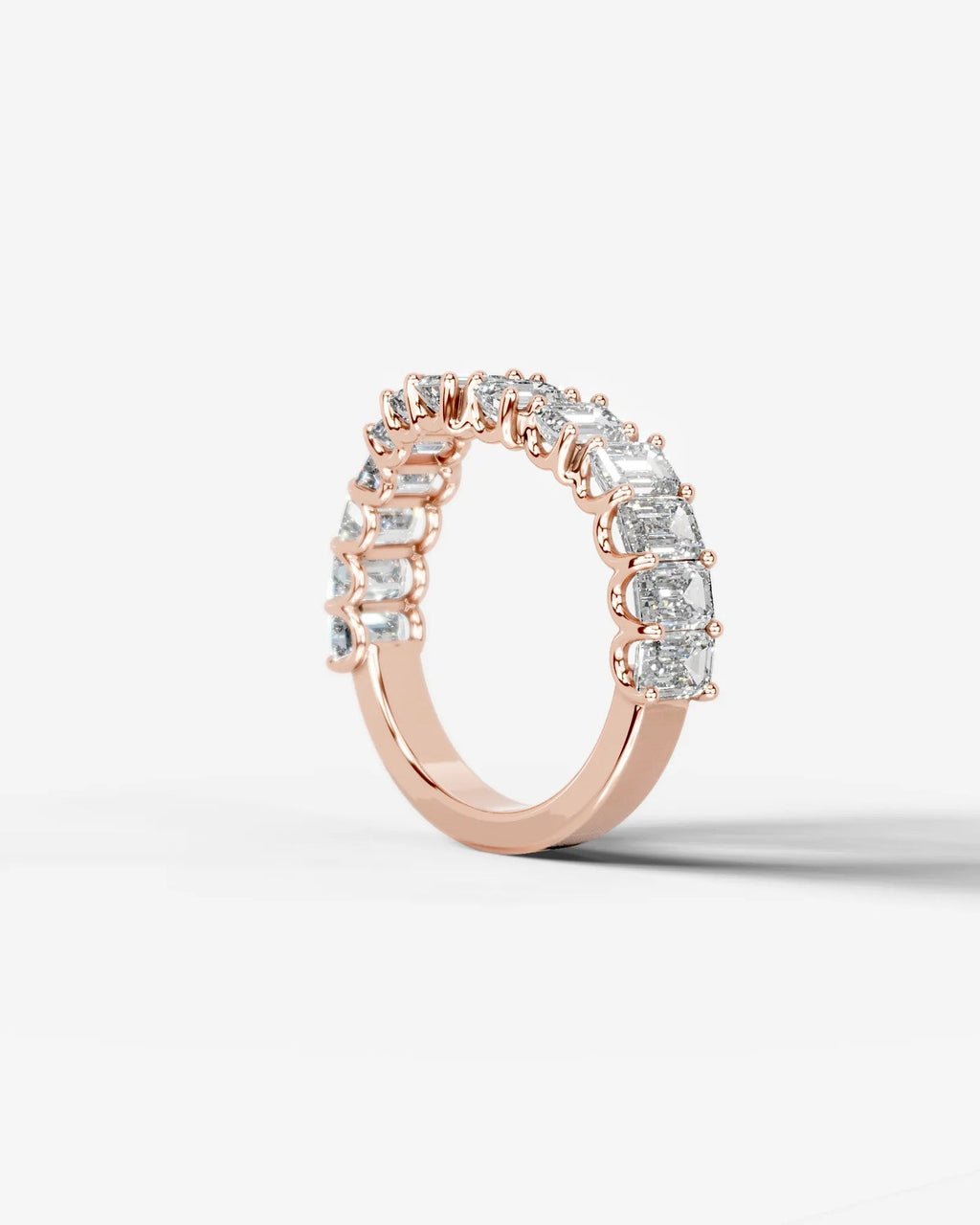 Lab Grown Diamond Curved Emerald Cut Cascade Band Ring