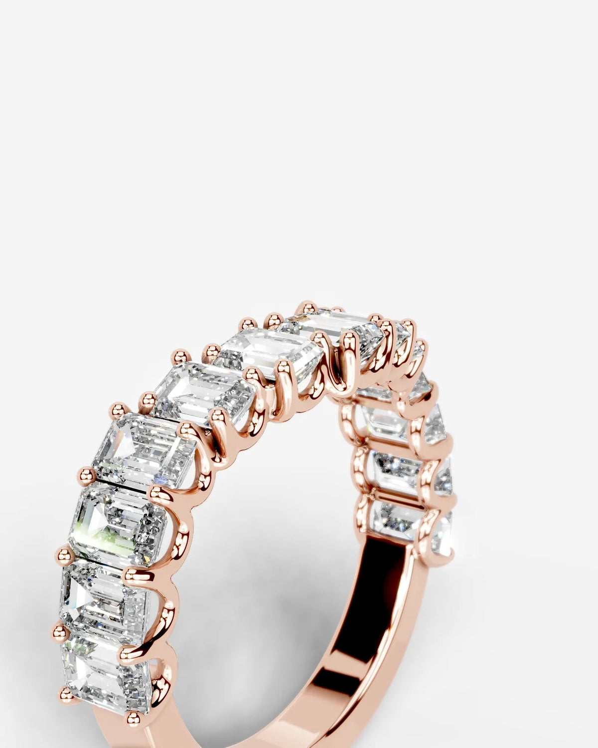 Lab Grown Diamond Curved Emerald Cut Cascade Band Ring
