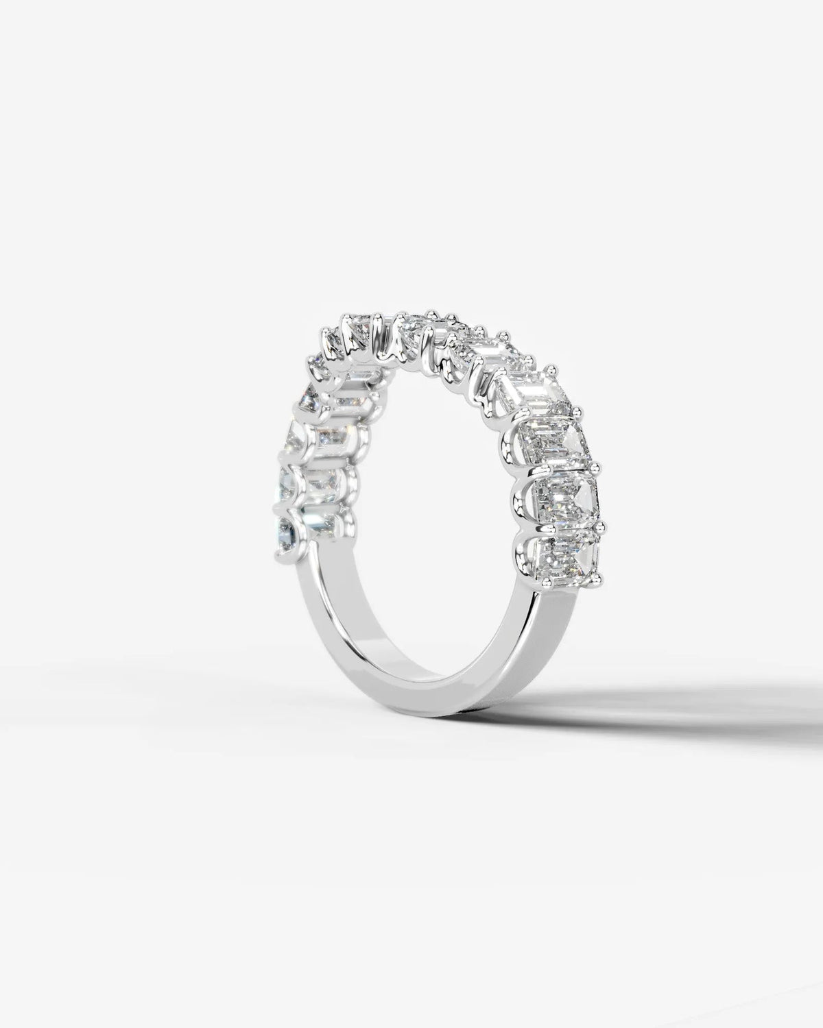 Lab Grown Diamond Curved Emerald Cut Cascade Band Ring