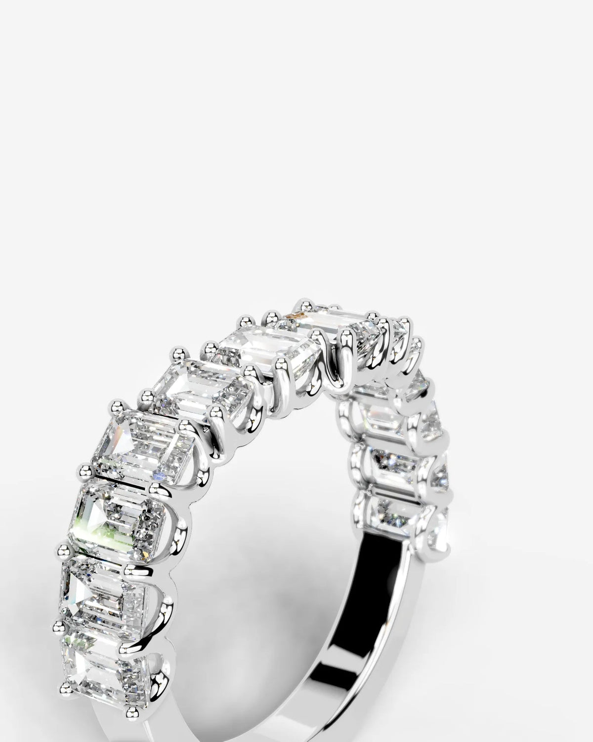 Lab Grown Diamond Curved Emerald Cut Cascade Band Ring