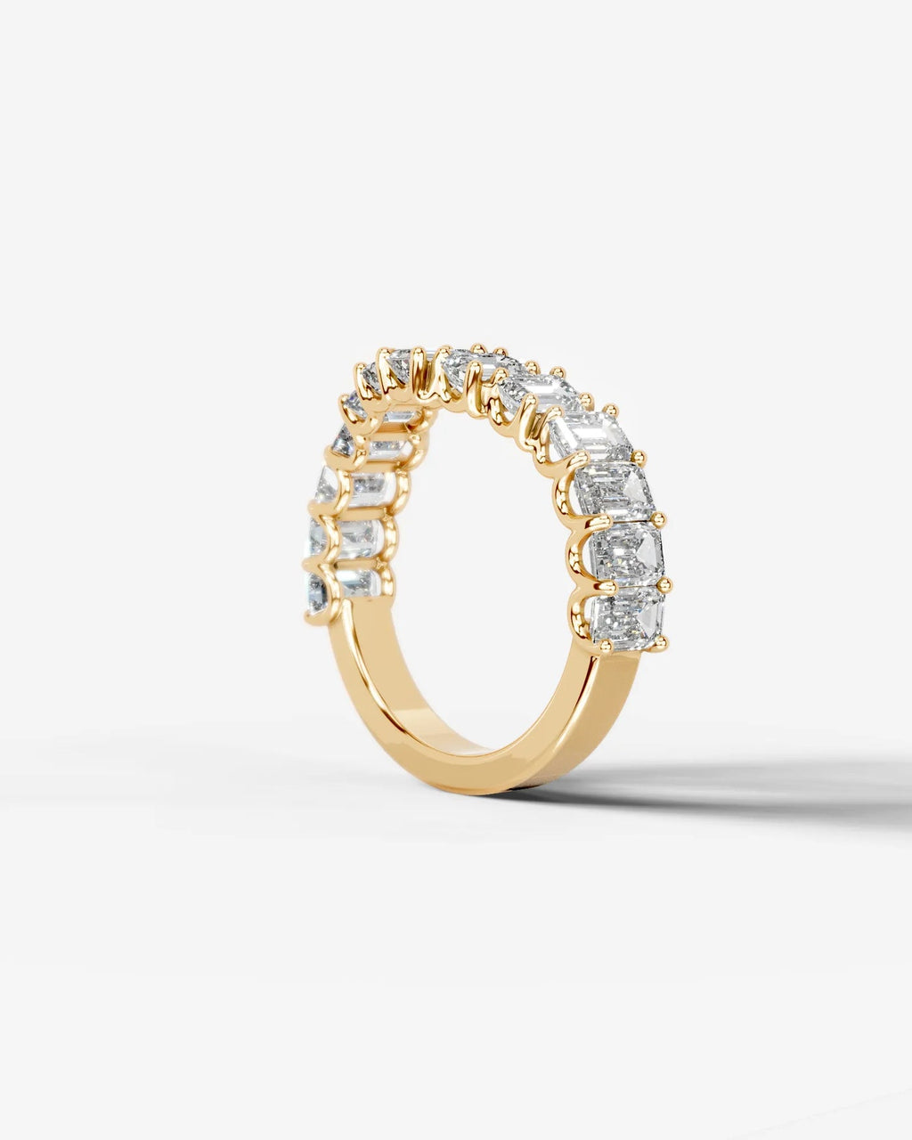 Lab Grown Diamond Curved Emerald Cut Cascade Band Ring