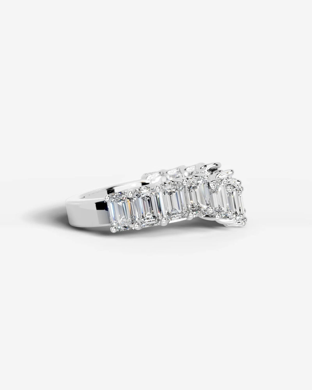 Lab Grown Diamond Curved Emerald Cut Cascade Band Ring