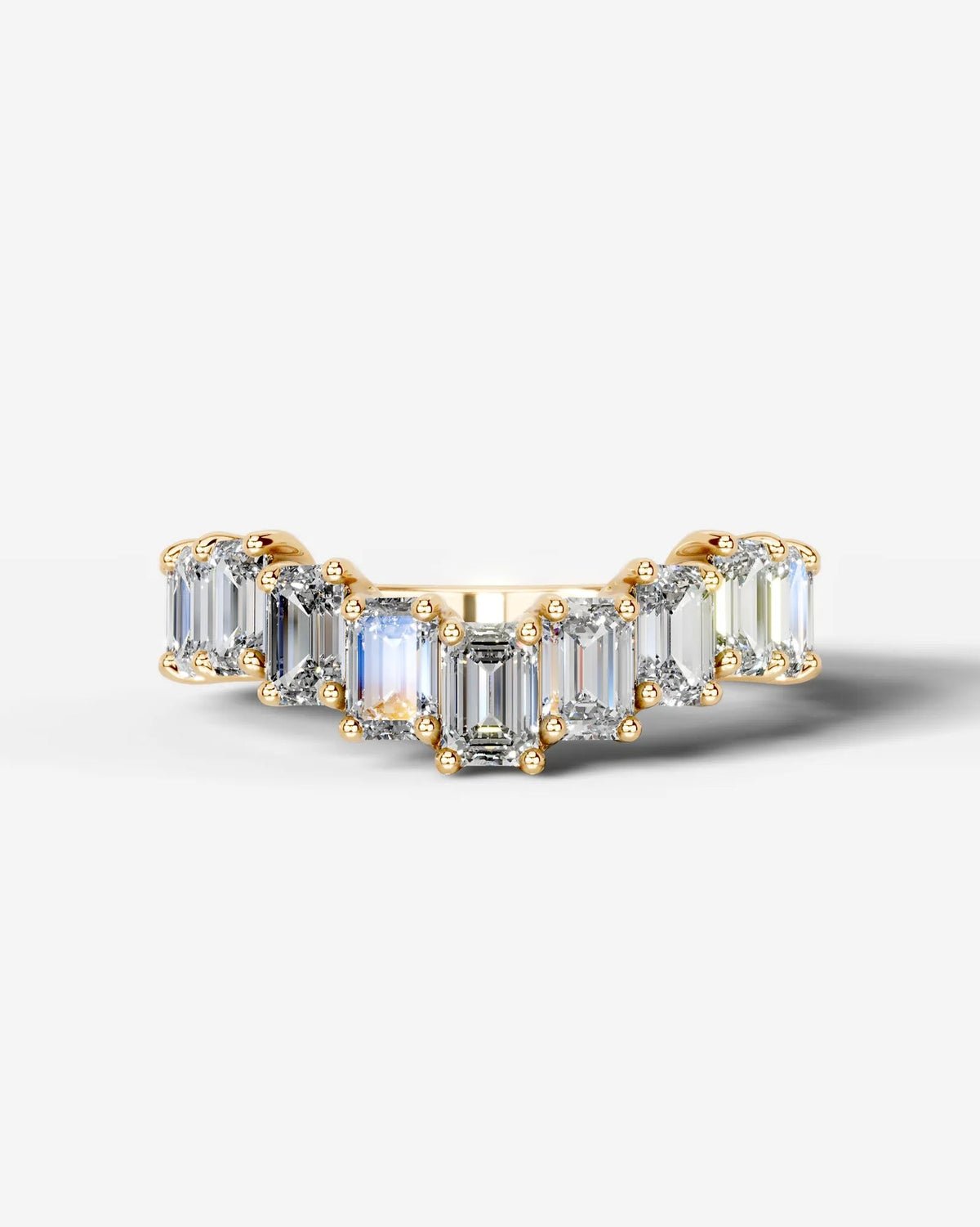Lab Grown Diamond Curved Emerald Cut Cascade Band Ring