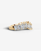 Lab Grown Diamond Curved Emerald Cut Cascade Band Ring