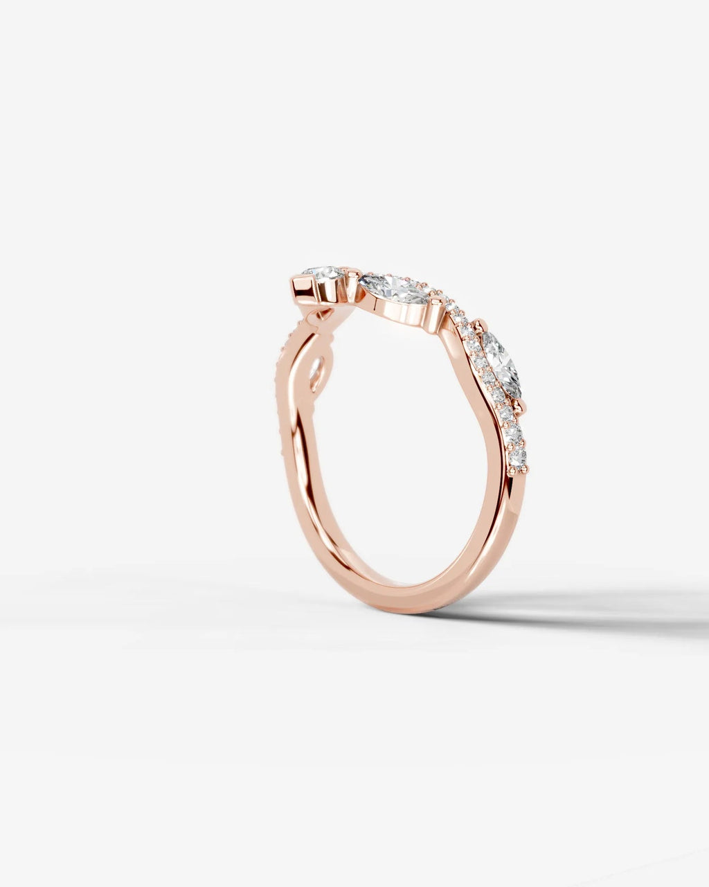 Lab Grown Diamond Pear & Marquise Curved Cluster Contour Band Ring