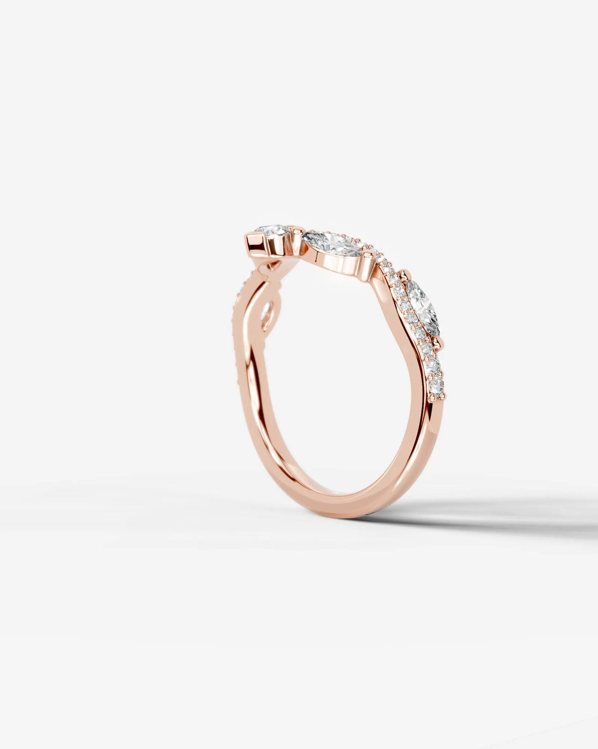 Lab Grown Diamond Pear & Marquise Curved Cluster Contour Band Ring