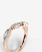 Lab Grown Diamond Pear & Marquise Curved Cluster Contour Band Ring