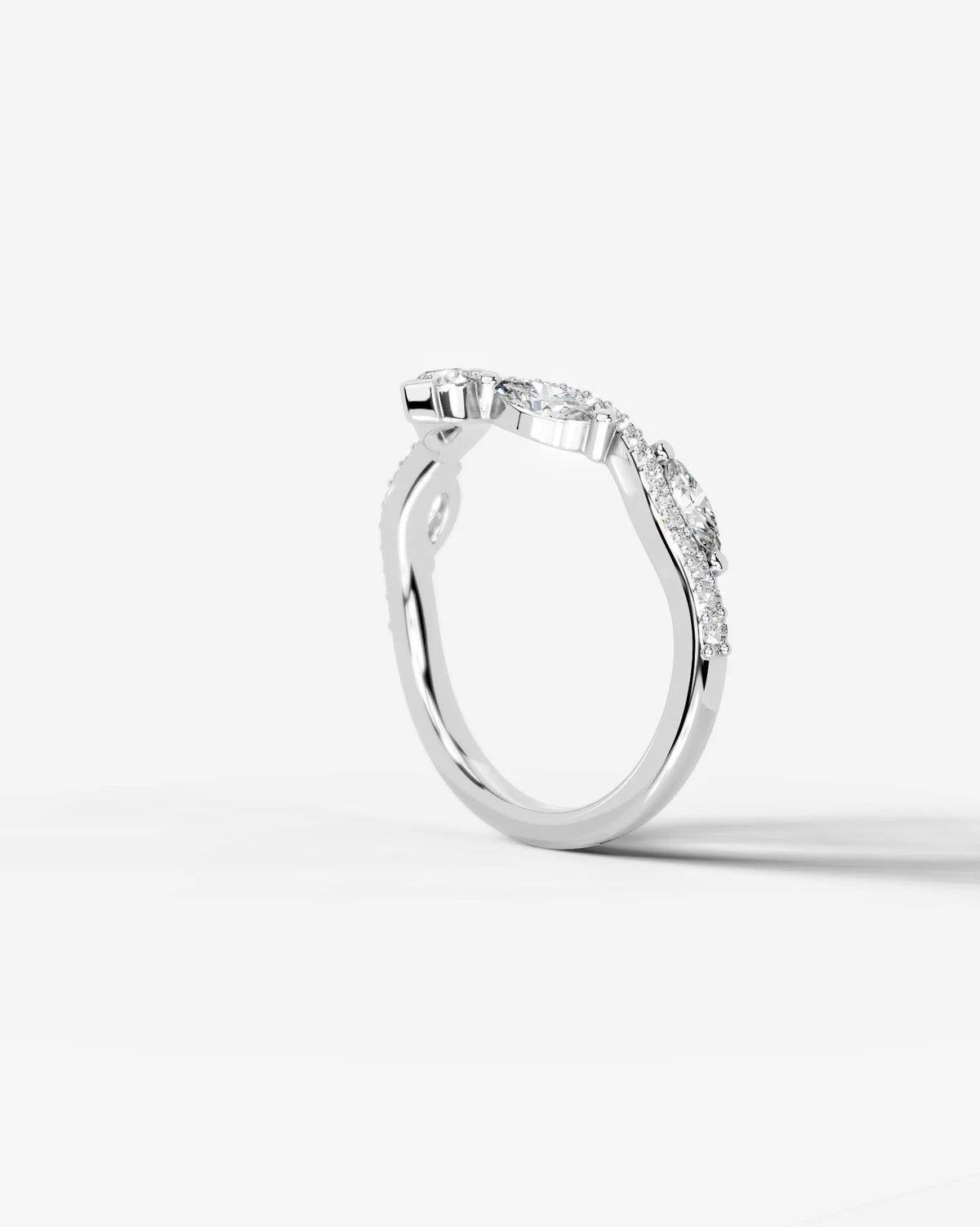 Lab Grown Diamond Pear & Marquise Curved Cluster Contour Band Ring