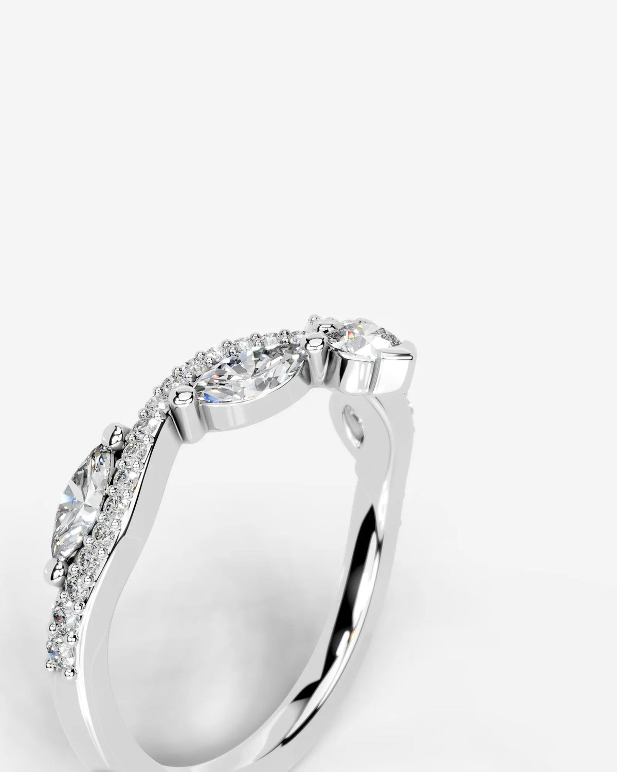Lab Grown Diamond Pear & Marquise Curved Cluster Contour Band Ring
