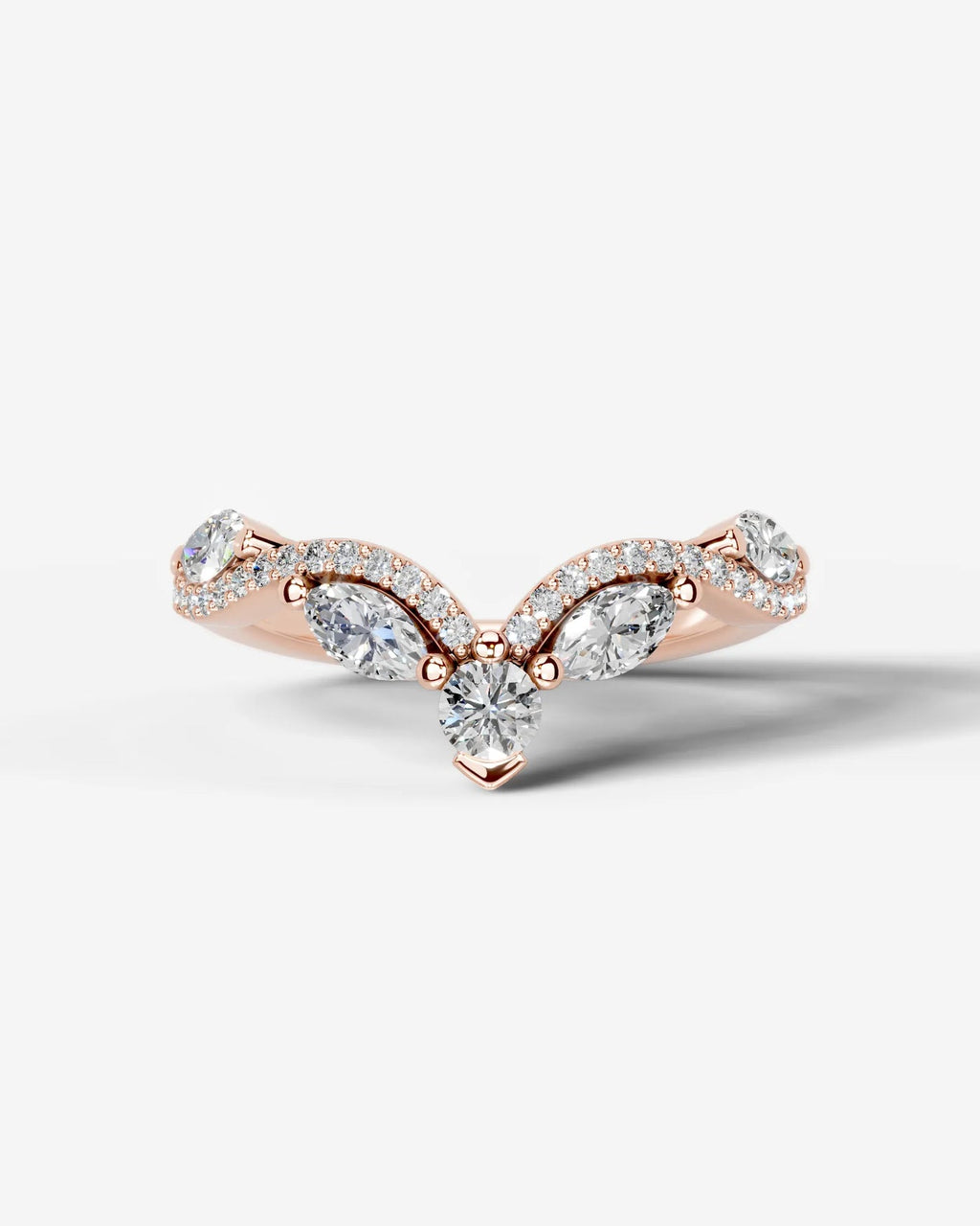 Lab Grown Diamond Pear & Marquise Curved Cluster Contour Band Ring