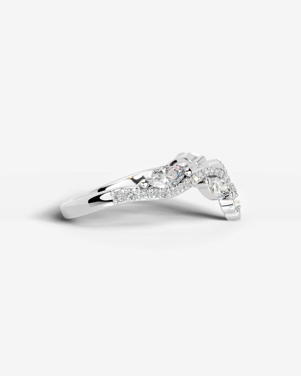 Lab Grown Diamond Pear & Marquise Curved Cluster Contour Band Ring