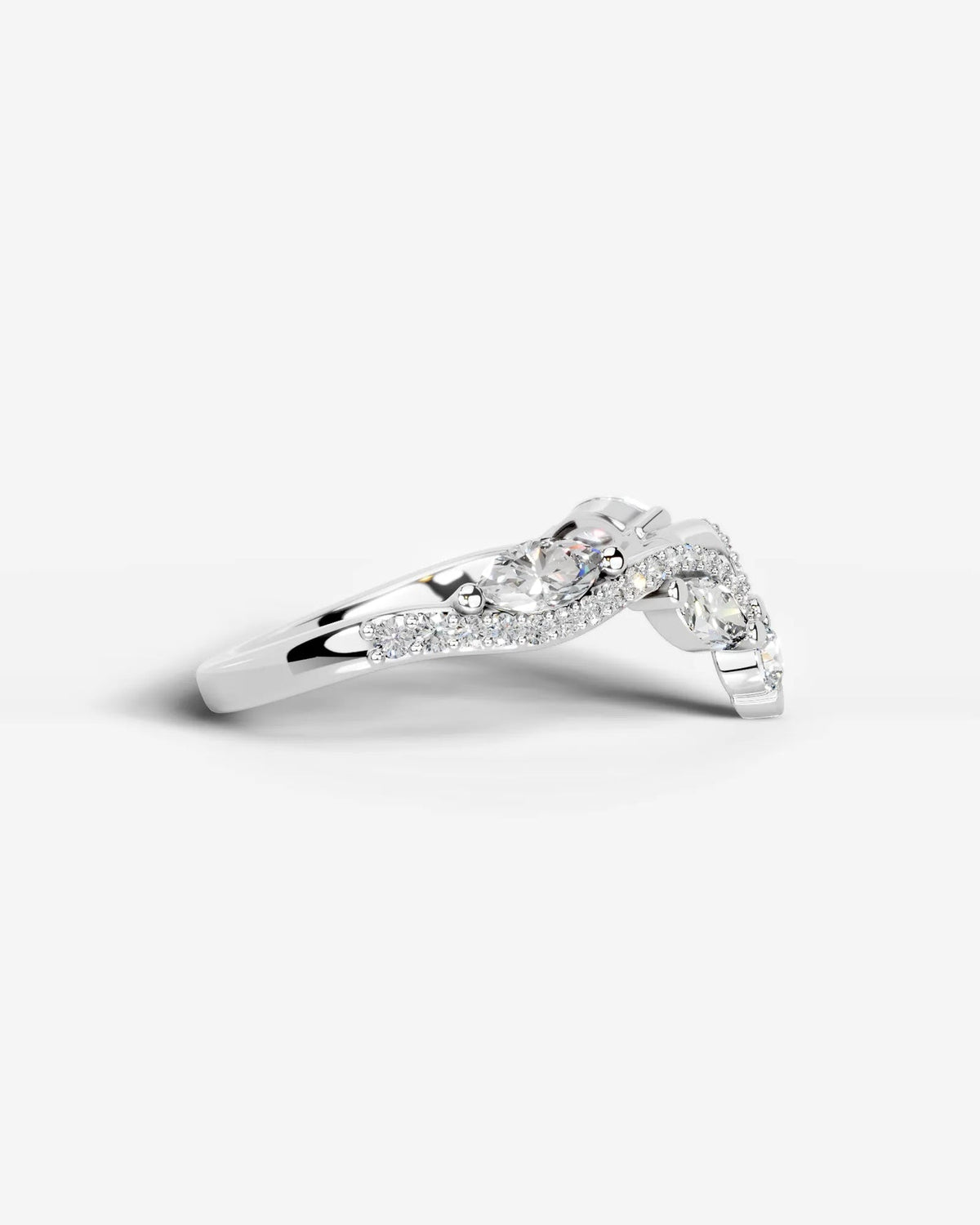 Lab Grown Diamond Pear & Marquise Curved Cluster Contour Band Ring