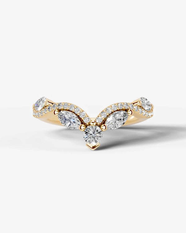 Lab Grown Diamond Pear & Marquise Curved Cluster Contour Band Ring