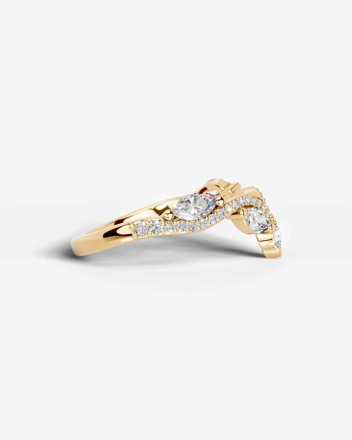 Lab Grown Diamond Pear & Marquise Curved Cluster Contour Band Ring