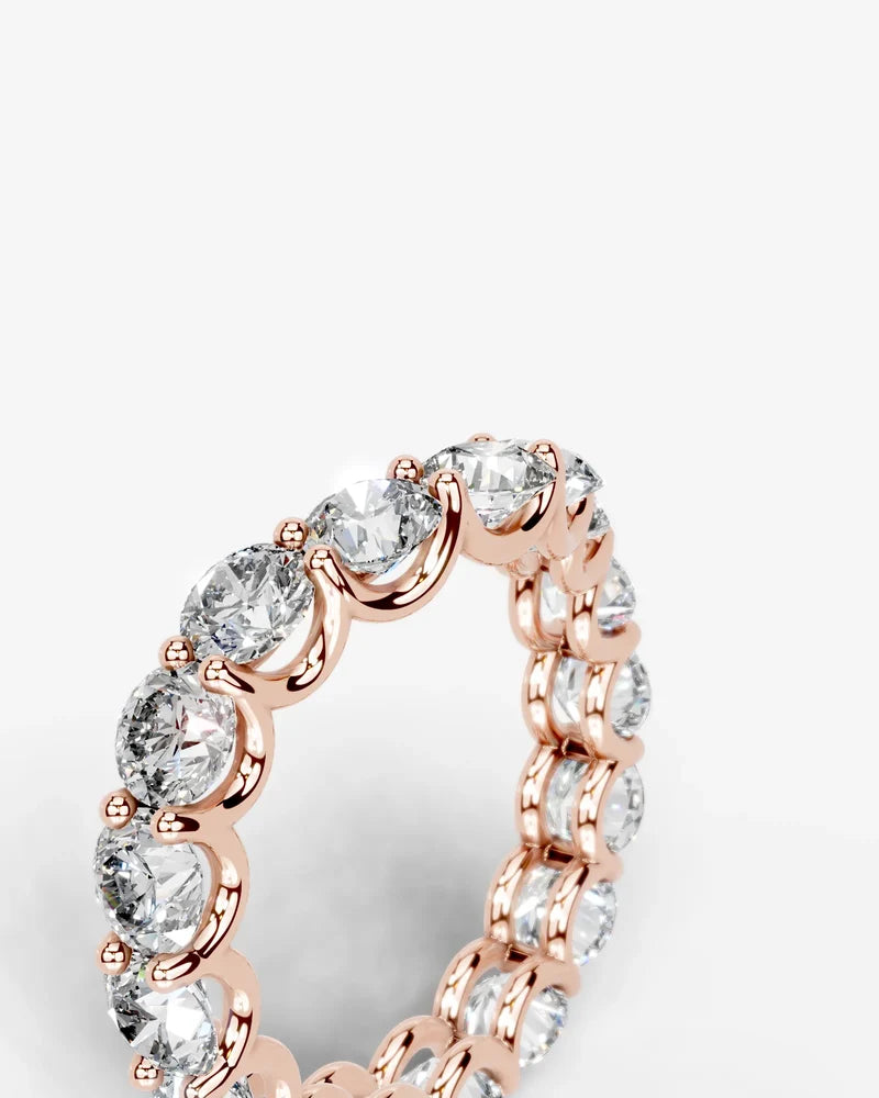 Lab Grown Diamond Round Cut Curved Shared Prong Eternity Wedding Band Ring