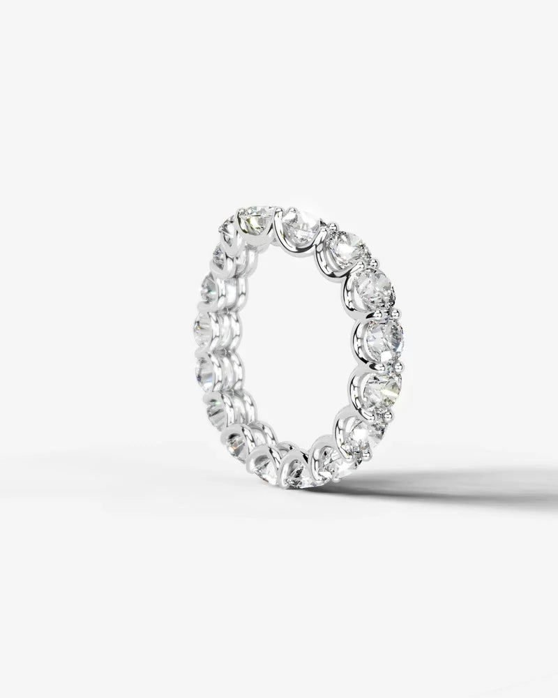 Lab Grown Diamond Round Cut Curved Shared Prong Eternity Wedding Band Ring
