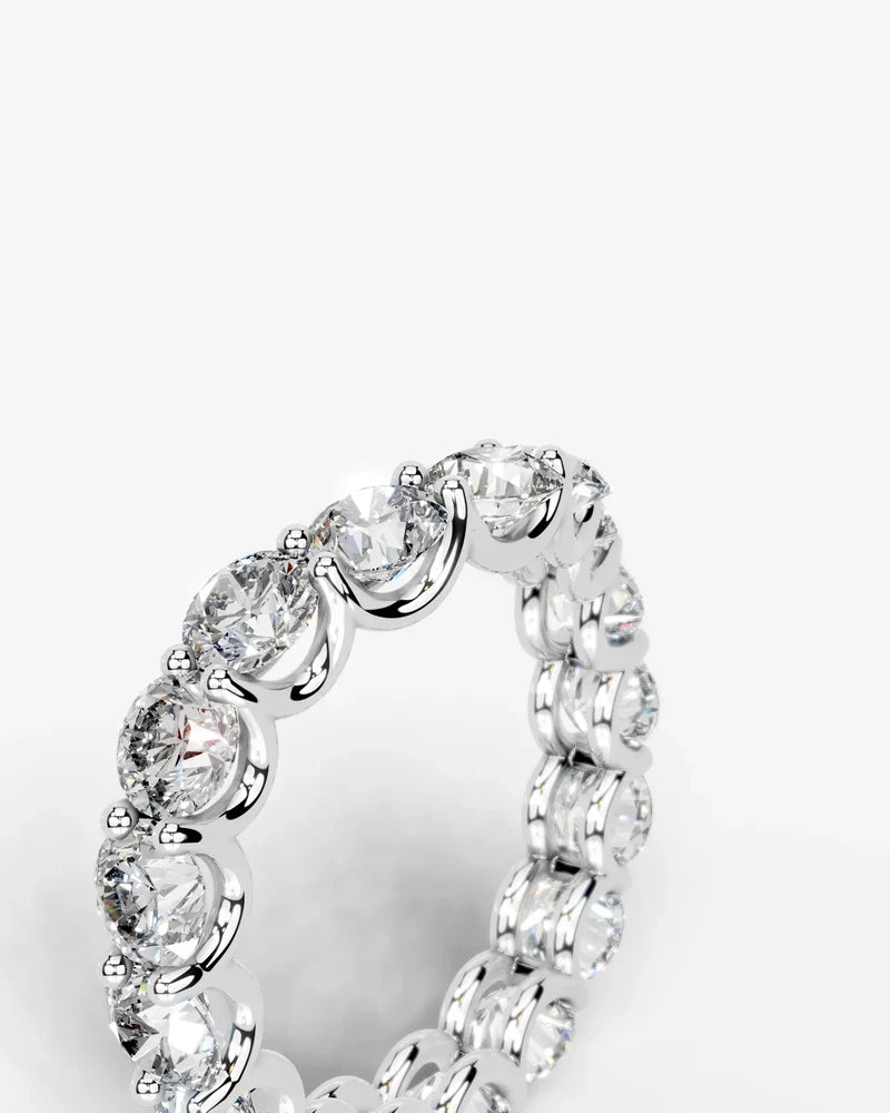 Lab Grown Diamond Round Cut Curved Shared Prong Eternity Wedding Band Ring