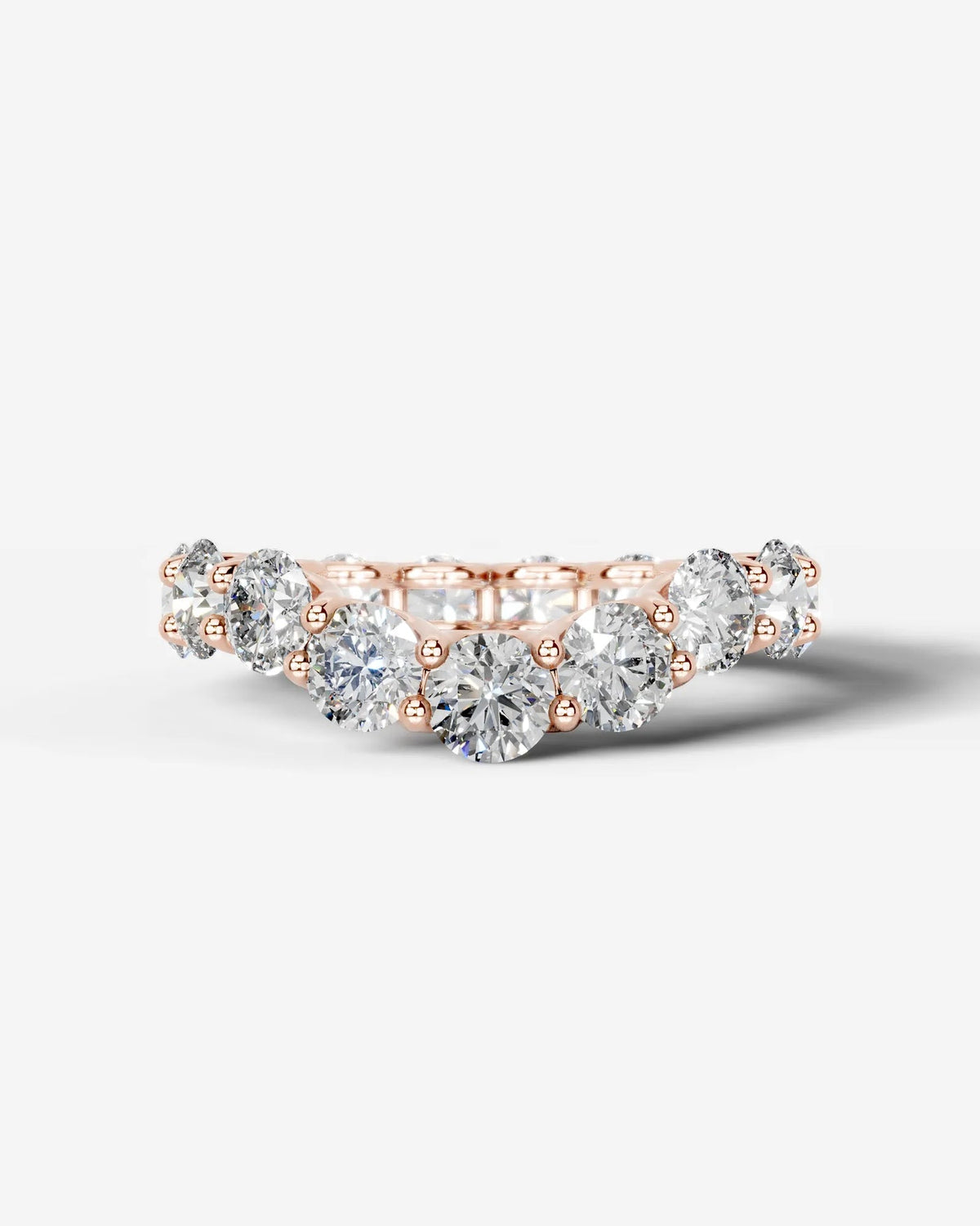 Lab Grown Diamond Graduated Round Cut Curved Band Ring